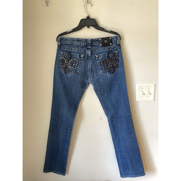 Miss Me Style JP6048T3 Straight Chain Studs Fleet De Lis Blue Jeans Size 30 - Picture 1 of 14